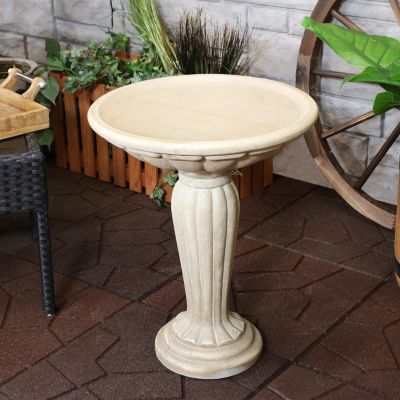 Outdoor Glass Fiber Reinforced Concrete Patio Grecian Column Style Bird Bath - 20.25"