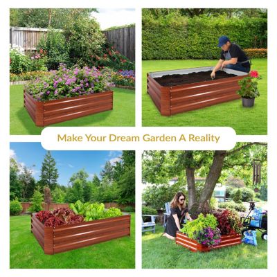 Raised Corrugated Galvanized Steel Rectangle Garden Bed, 47" W x 11.75" H