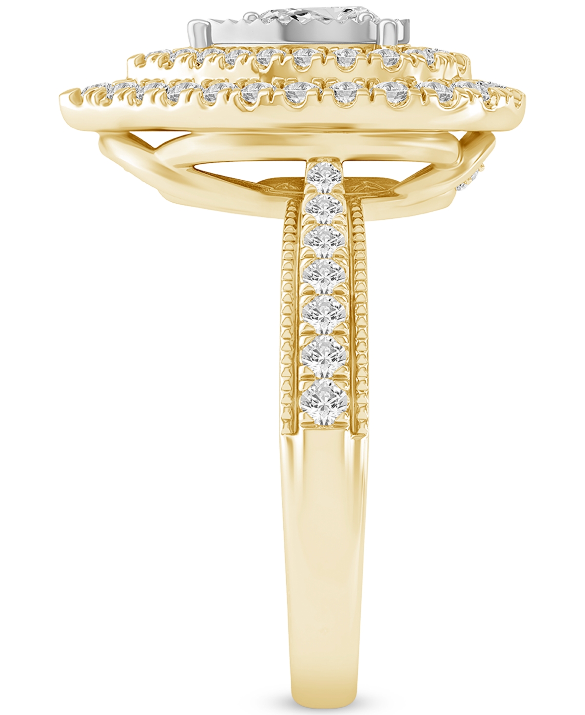 Macy's Diamond Pear Double Halo Engagement Ring (1 Ct. T.w.) In 14k Gold In Yellow Gold