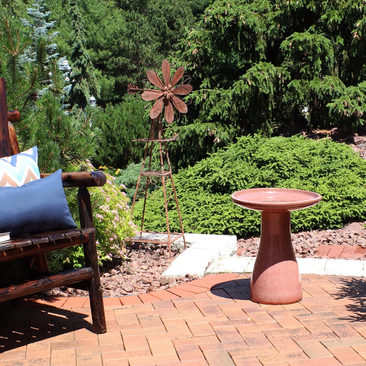Sunnydaze Decor Duo-Tone Outdoor High-Fired Ceramic Glazed Bird Bath - Lava