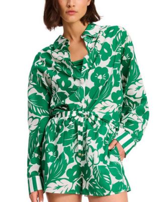kate spade new york - Women's Printed Cotton Button-Front Shirt