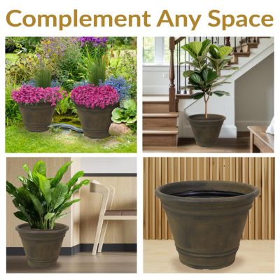 Franklin 20" Outdoor Plant Pot - UV-Resistant Polyresin Flowerpot for Indoor or Outdoor Use - Sable