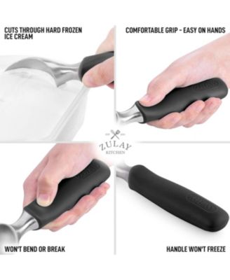 Heavy Duty Ice Cream Scoop - Stainless Steel Ice Cream Scooper With Non-Slip Rubber Grip