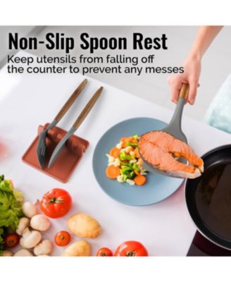Silicone Utensil Rest with Drip Pad for Multiple Utensils