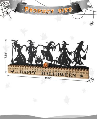 18"L Halloween Wooden Metal Dancing Witch Silhouette Countdown Table Sign