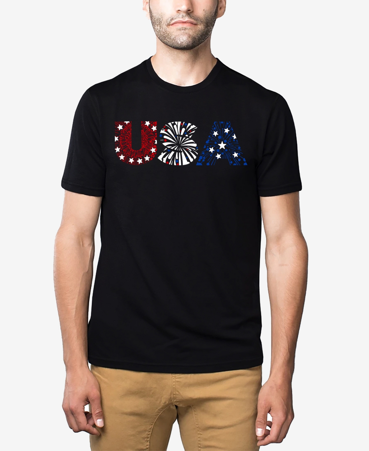 Usa Fireworks - Men's Premium Blend Word Art T-Shirt - Burgundy