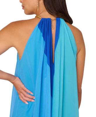 【海外限定】AdriannaPapell ドレス☆Blue Halter Embroider Max Adrianna Papell Studio Beaded Embellished Halter Column Gown