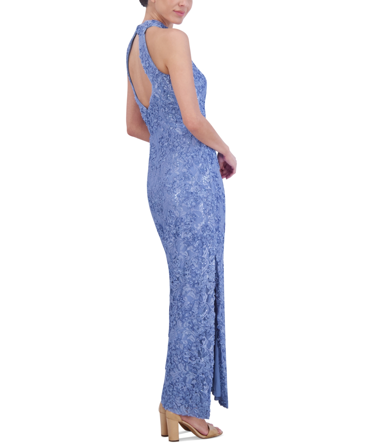 Jessica Howard Women s Embellished Lace Halter Gown Lake Smart Closet