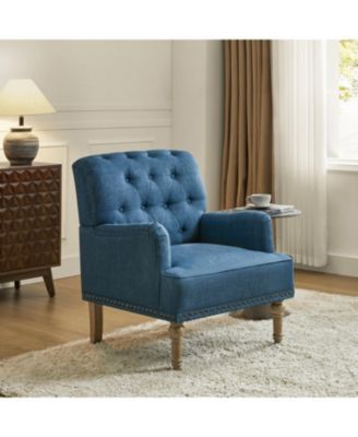 Mcgavock Traditional Wooden Upholstered Accent Chair with Tufted Back