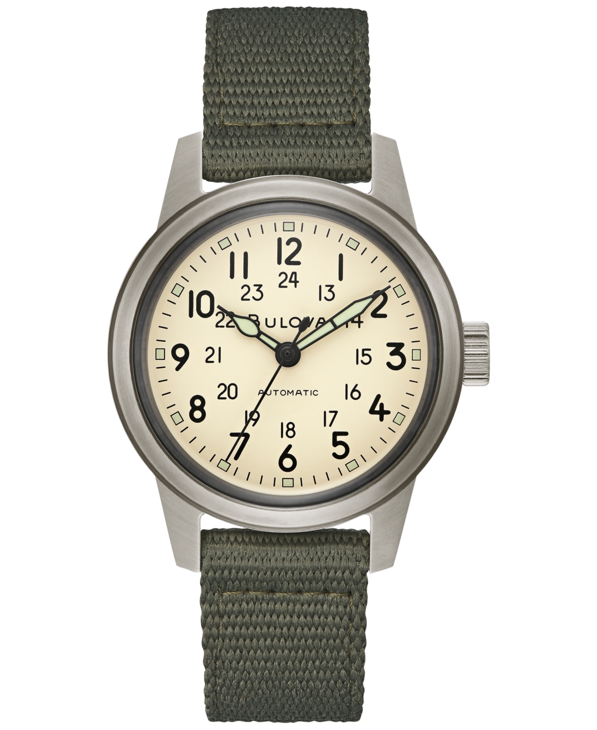 Bulova Men's Automatic Hack Green Nylon Strap Watch 38mm In No Color