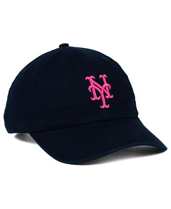 47 Brand New York Mets Dark Gray Pink CLEAN UP Cap - Macy's