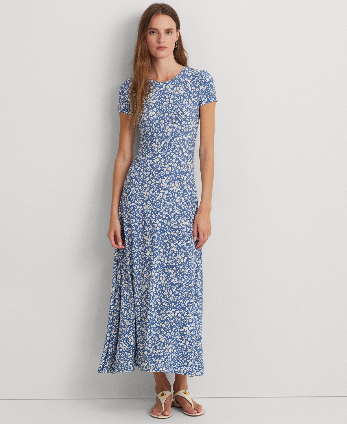 Women's Floral Stretch Jersey Tee Dress - Blue