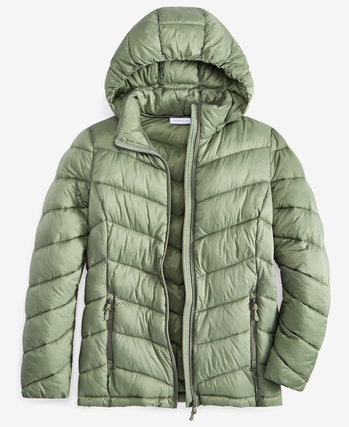 Shop Charter Club Women's Packable Hooded Puffer Coat, Created For Macy's In Sage