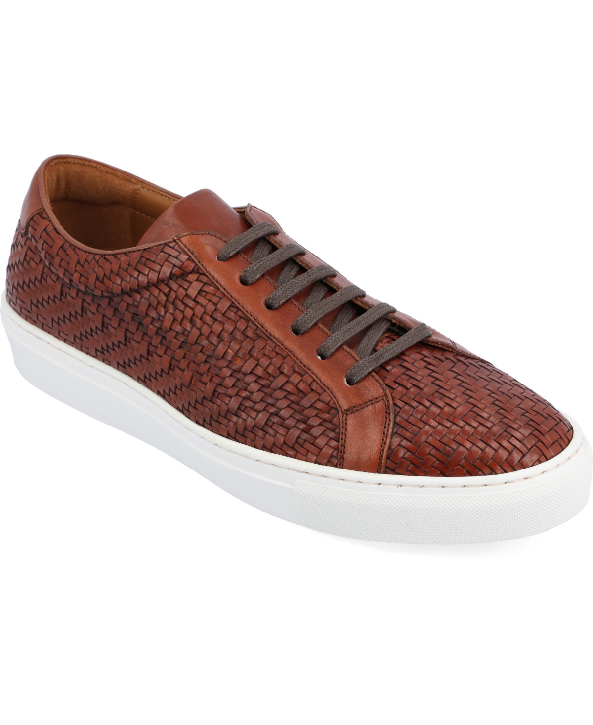Men's Woven Handcrafted Leather Low Top Lace-up Sneaker - Brown Wove