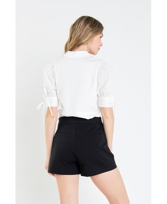 Women's Mix Media Collar Top