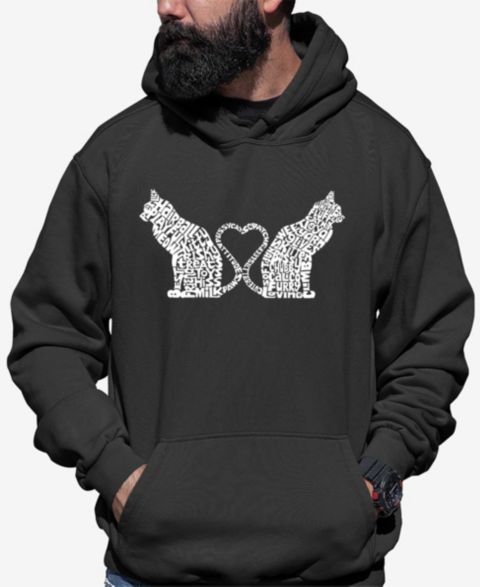 Мужское худи LA Pop Art Cat Tail Hearts - Word Art Hooded, цвет: Серый