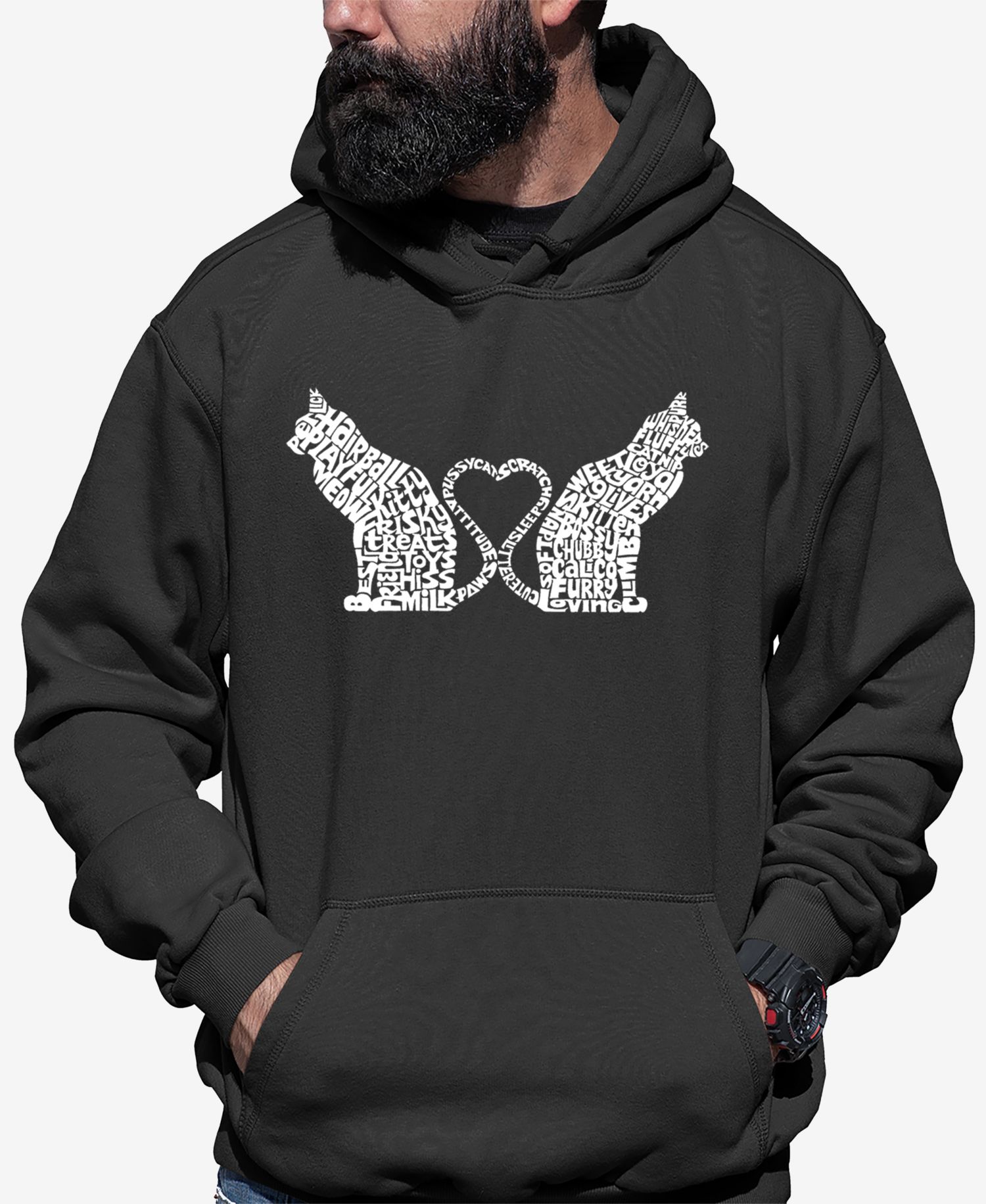 Cat Tail Hearts - Men's Word Art Hooded Sweatshirt
