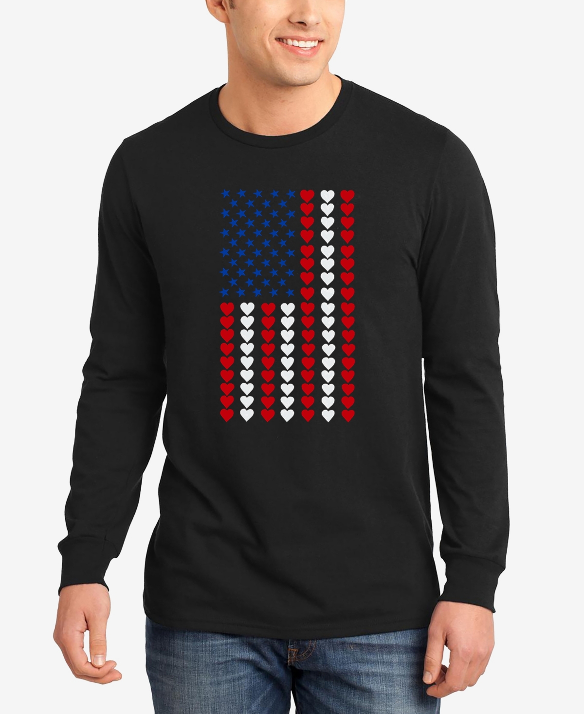 Heart Flag - Men's Word Art Long Sleeve T-Shirt - Black