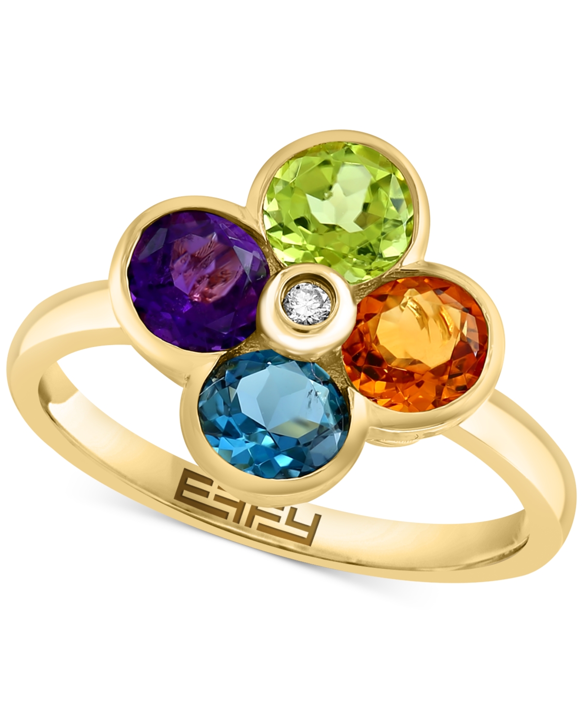 EFFY COLLECTION EFFY MULTI-GEMSTONE (2-1/6 CT. T.W.) & DIAMOND ACCENT FLOWER RING IN 14K GOLD 