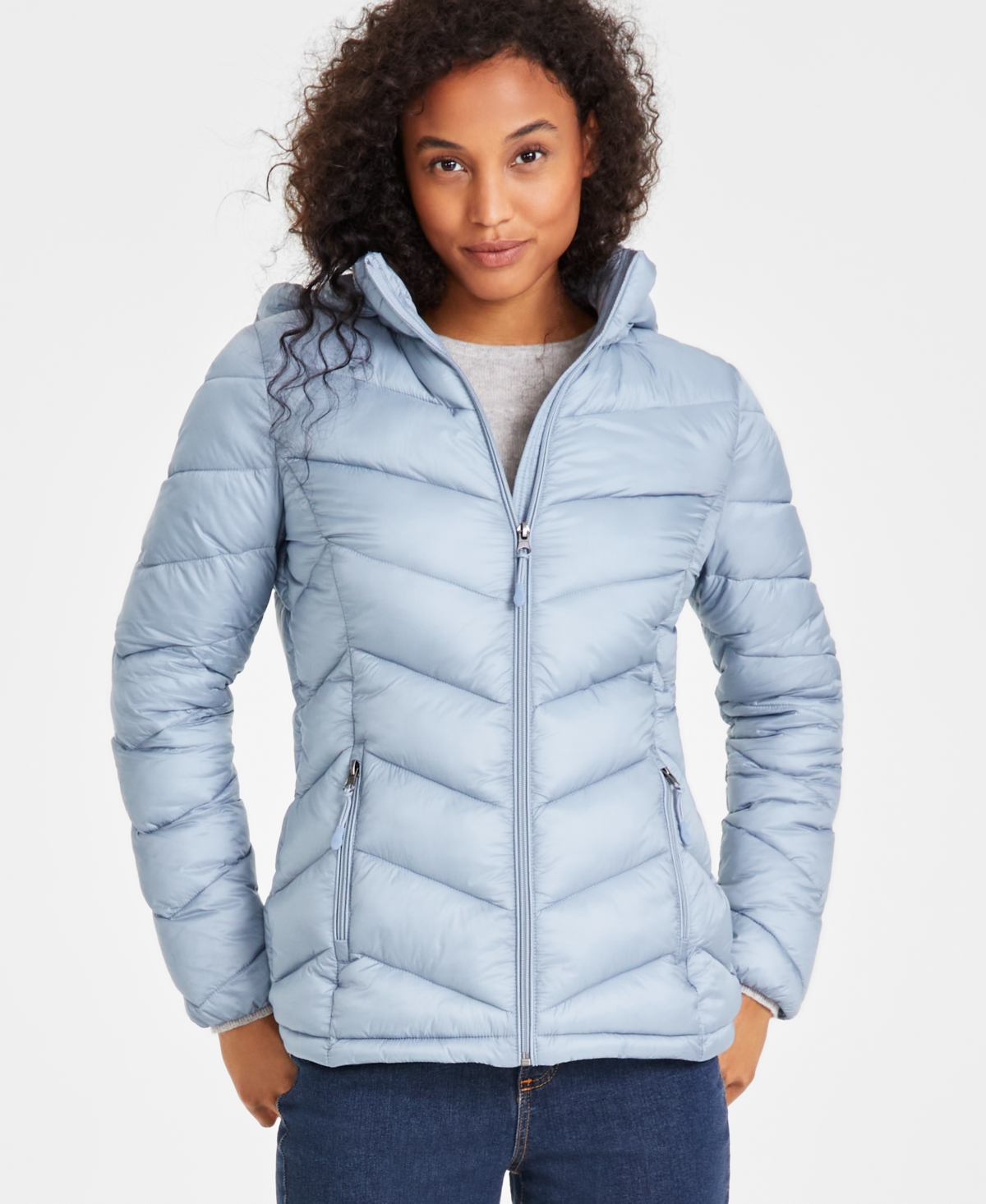Shop Charter Club Women's Packable Hooded Puffer Coat, Created For Macy's In Steel Blue