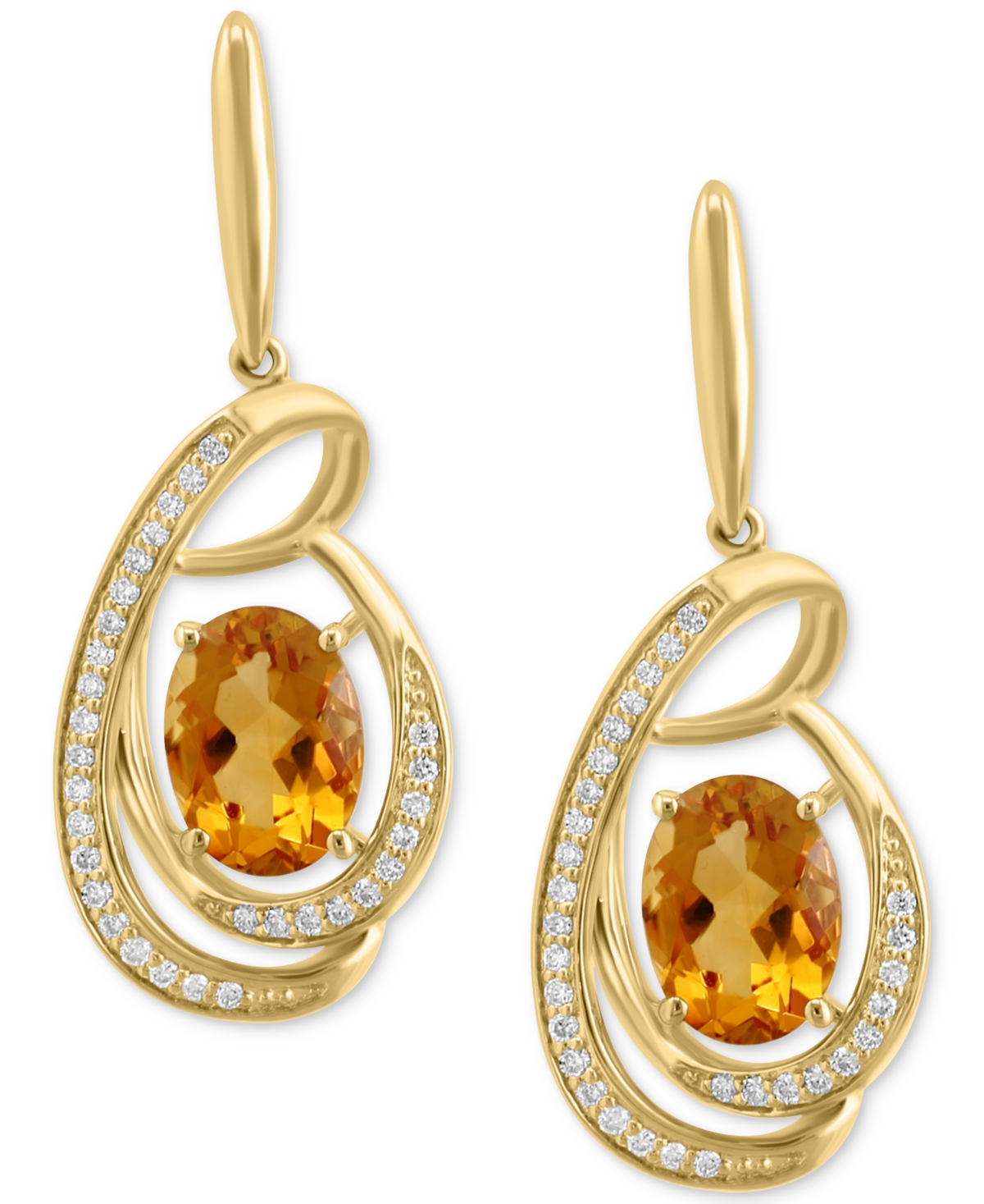 EFFY COLLECTION EFFY CITRINE (2-7/8 CT. T.W.) & DIAMOND (1/5 CT. T.W.) SPIRAL DROP EARRINGS IN 14K GOLD 