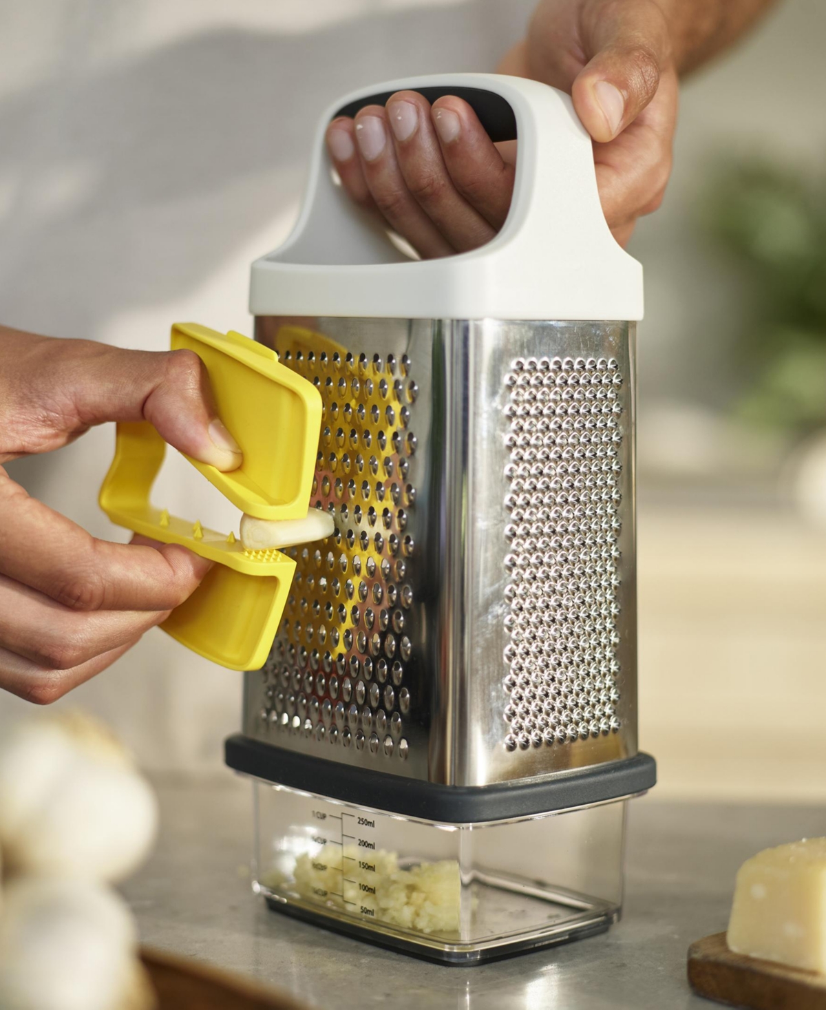 Joseph Joseph Multi-grip Box Grater With Precision Food Grip And Base In White