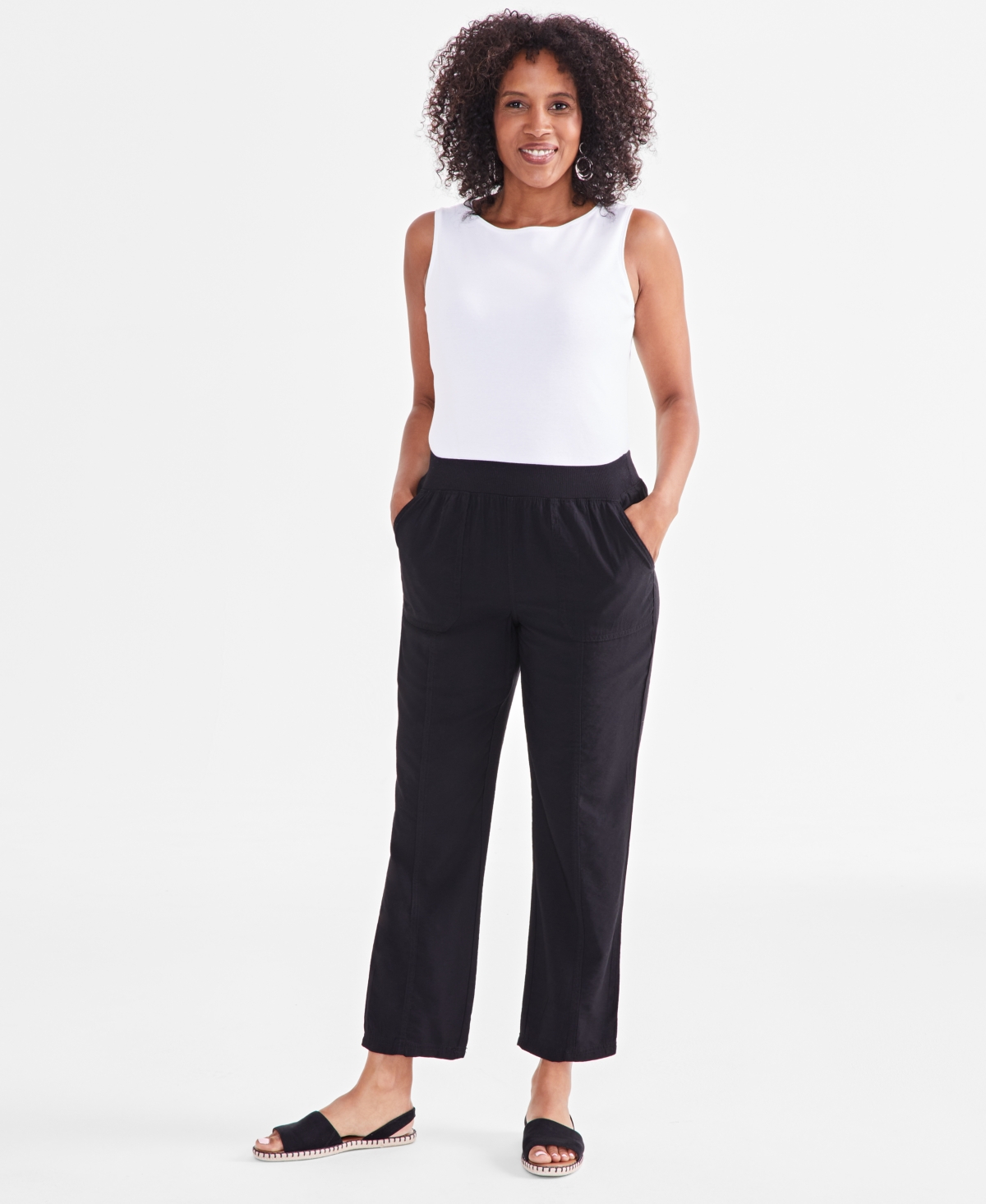 Style & Co Petite Mid Rise Pull-on Ankle Pants, Created For Macy's In Industrial Blue