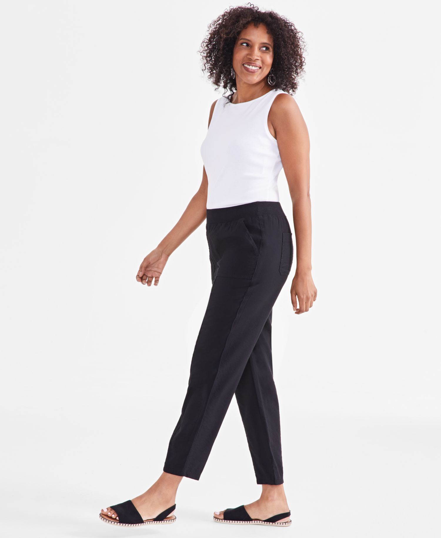 Petite Mid Rise Pull-On Ankle Pants