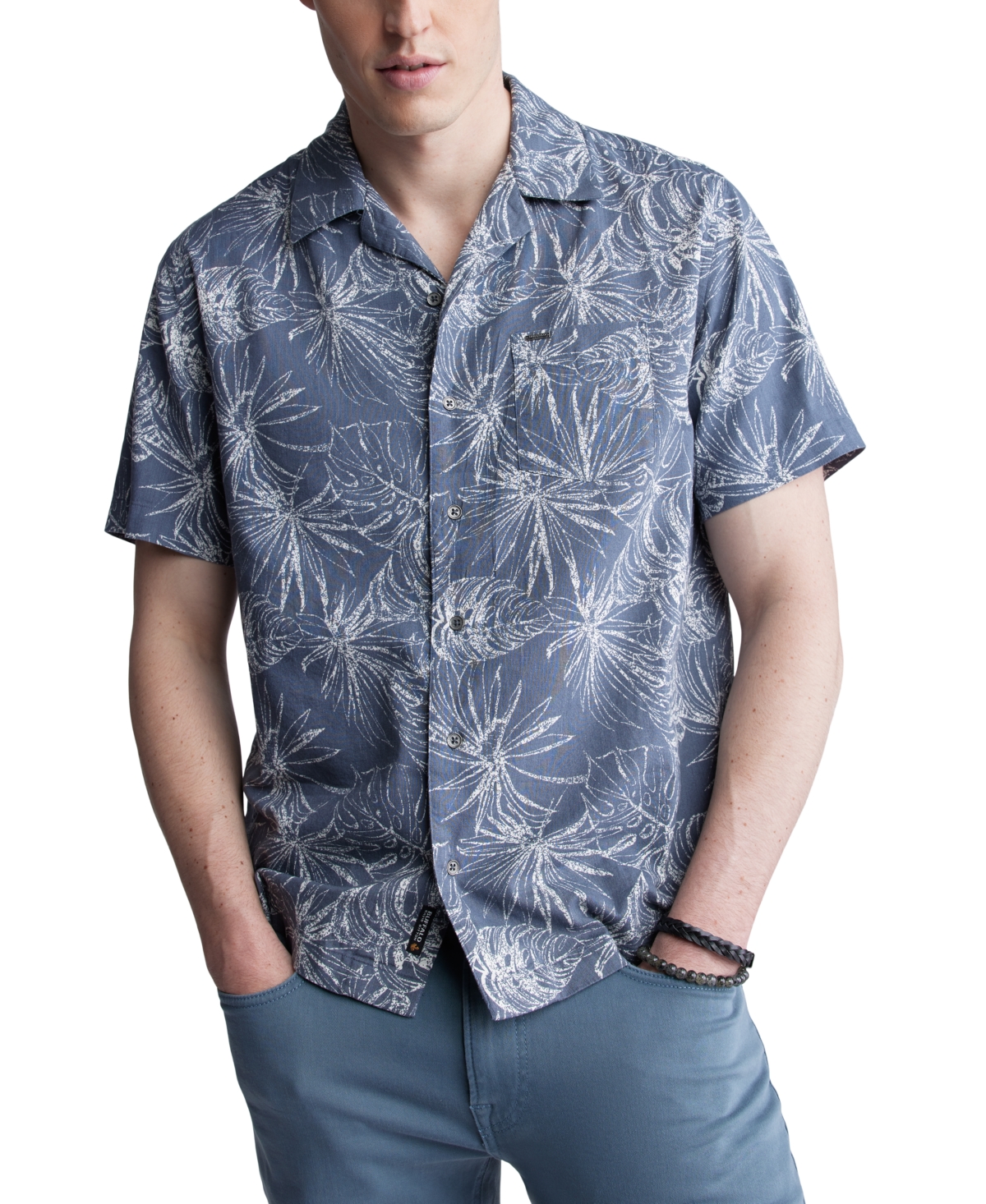 Men's Suresh Regular-Fit Botanical-Print Button-Down Camp Shirt - Mirage