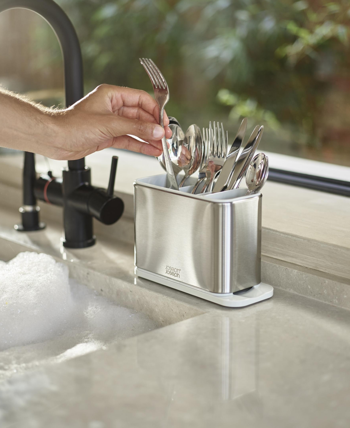 Joseph Joseph Surface Stainless-steel Cutlery Drainer In White