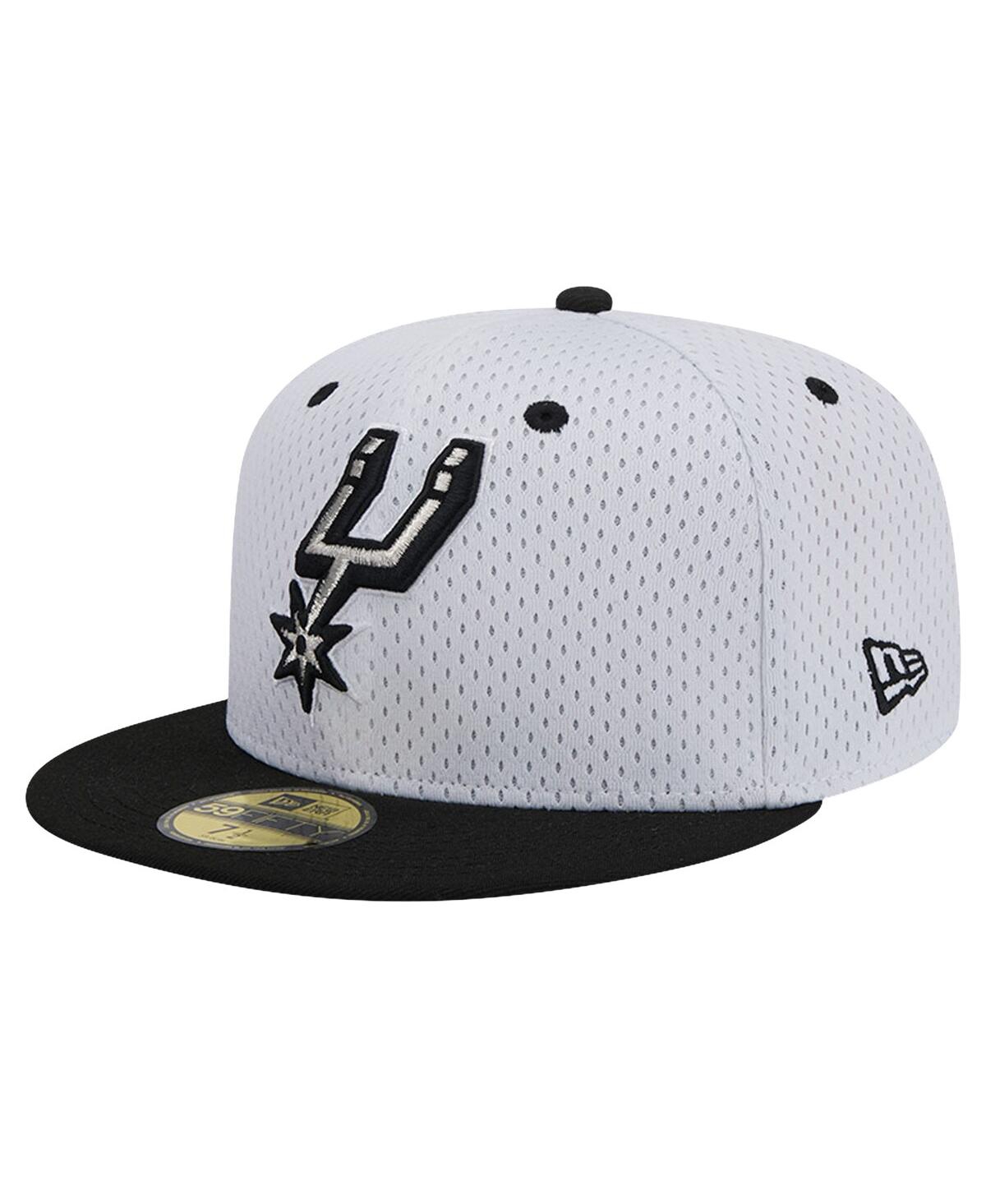 Shop New Era Men's White/black San Antonio Spurs Throwback 2tone 59fifty Fitted Hat In White Blac