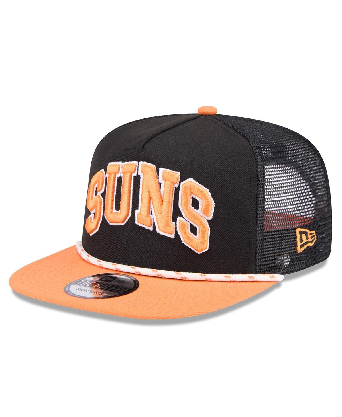 New Era Men's Black/orange Phoenix Suns Throwback Team Arch Golfer Snapback Hat In Black Oran