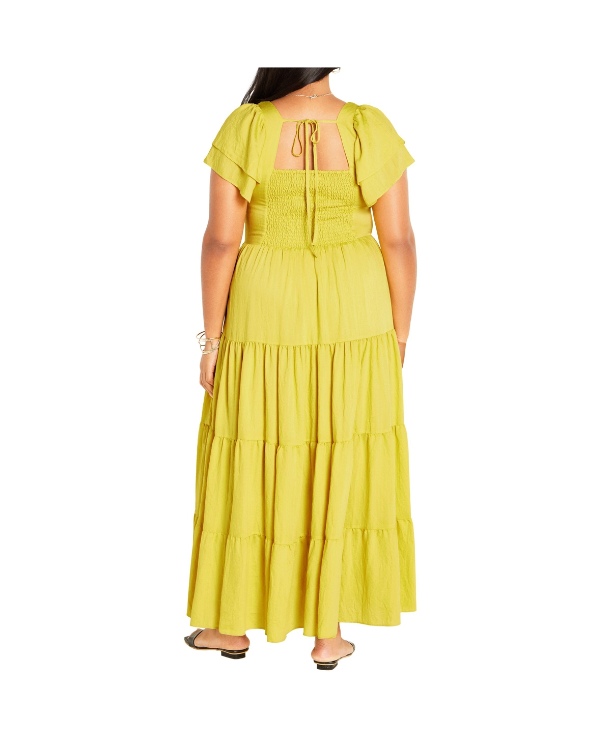 City Chic Women's Ariella Flutter Sleeves Tier Maxi Dress