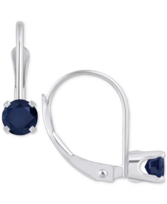 Emerald Solitaire Leverback Earrings (1/2 ct. t.w.) in 14k White Gold (Also in Ruby, Sapphire, & Tanzanite)