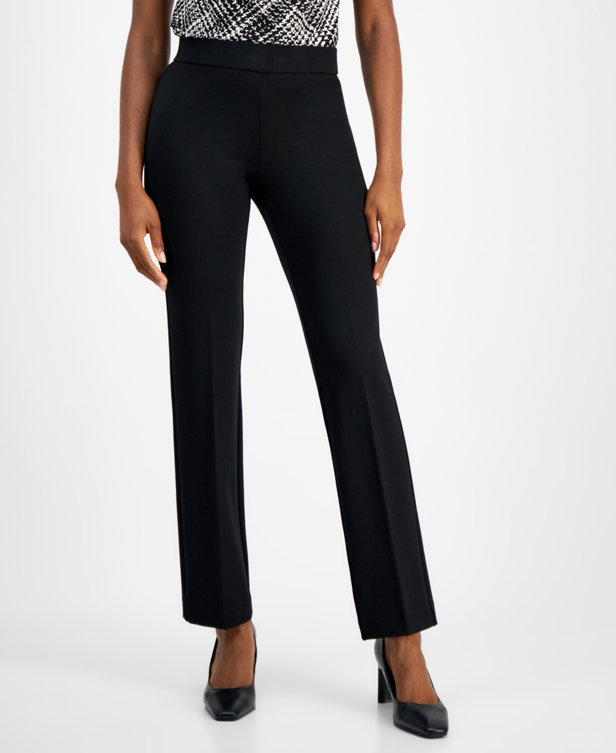 Anne Klein Women's Mid Rise Pull-On Bootleg Pants