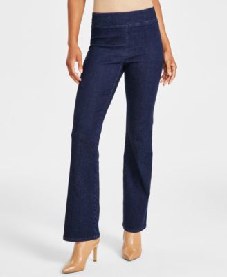 Anne Klein - Women's High-Rise Pull-On Flare-Leg Jeans
