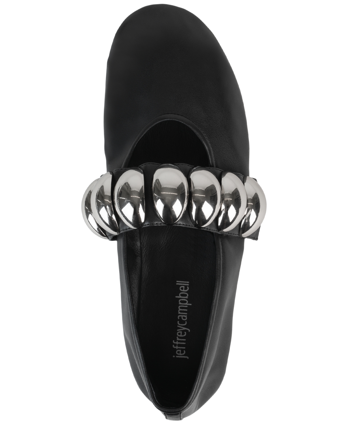 Jeffrey Campbell Ballet Stud Embellished Ballet Flats In Black,silver