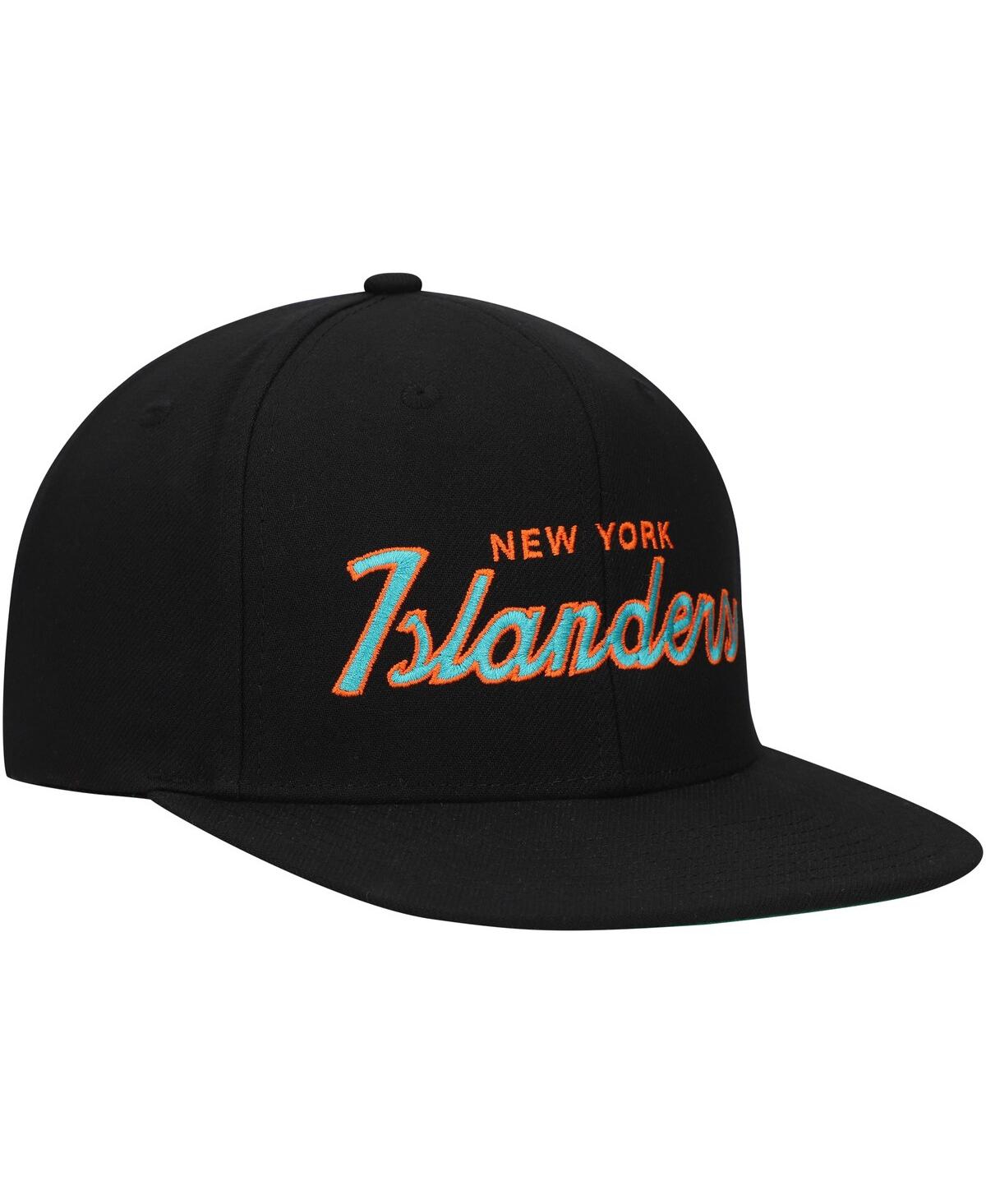 Mitchell & Ness Mitchell Ness Men's Black New York Islanders Core Team Script 2.0 Snapback Hat In Black