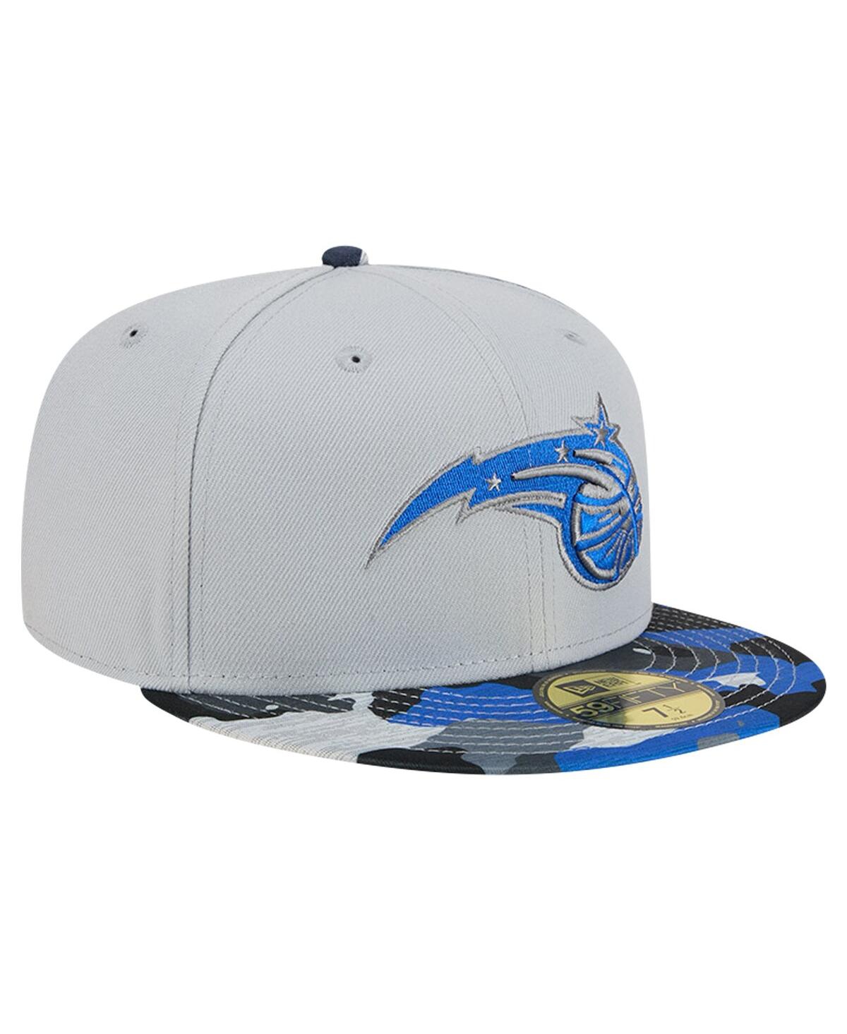 NEW ERA MEN'S GRAY ORLANDO MAGIC ACTIVE COLOR CAMO VISOR 59FIFTY FITTED HAT 