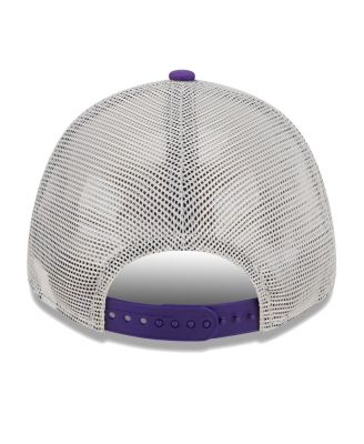 Men's Khaki/Purple Los Angeles Lakers Throwback Patch Trucker 9Forty Adjustable Hat