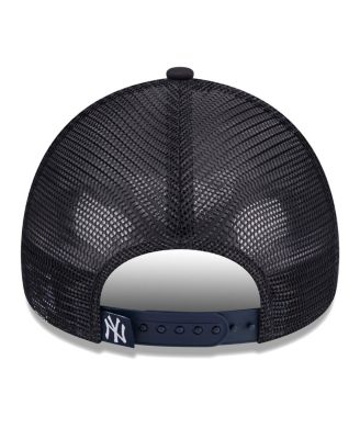 Women's White/Navy New York Yankees Throwback Team Foam Front A-Frame Trucker 9Forty Adjustable Hat