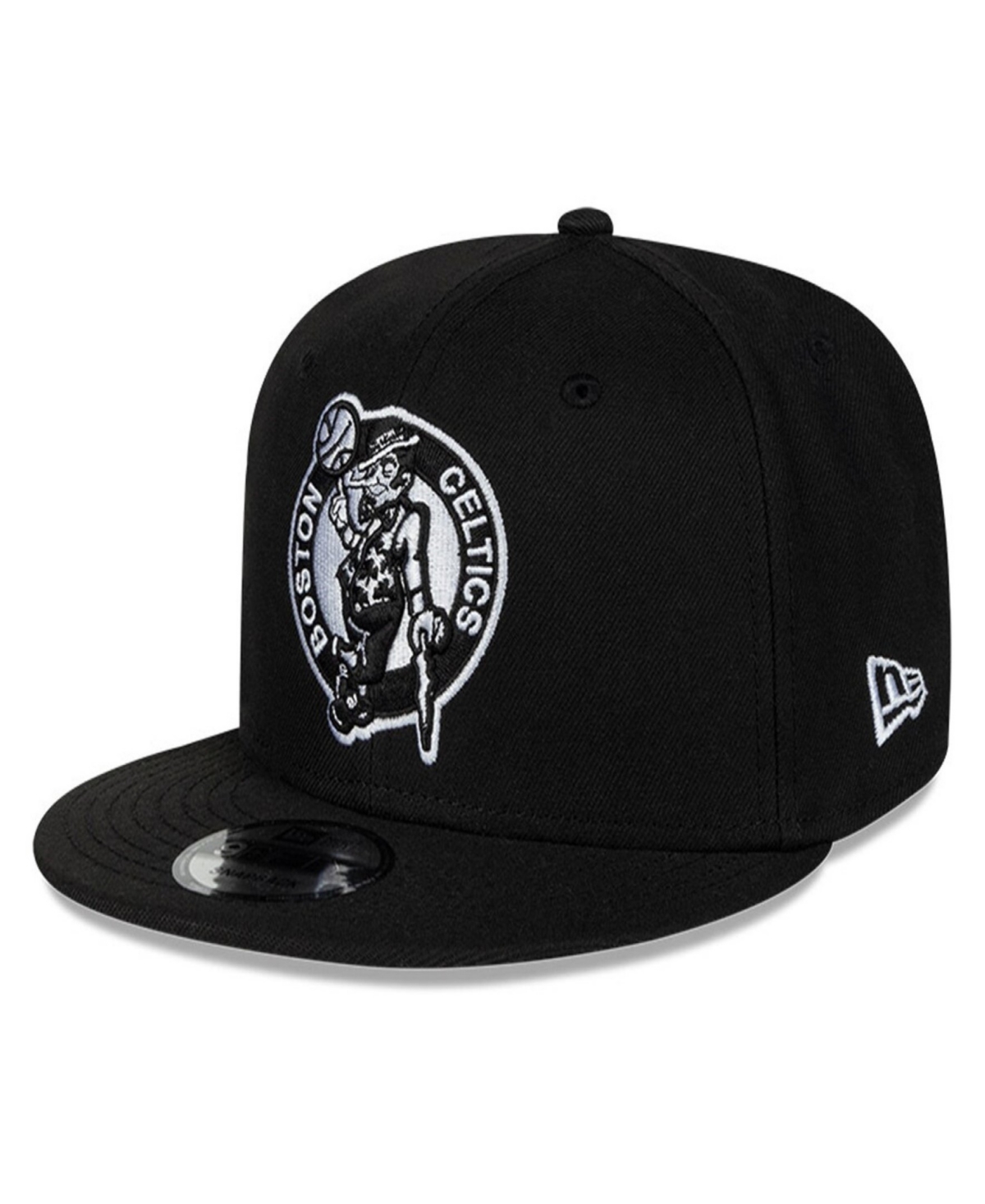 Men's Black Boston Celtics Chainstitch 9Fifty Snapback Hat - Black