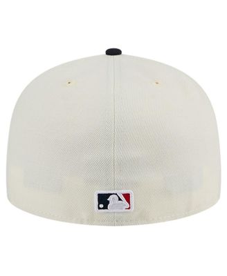 Men's Cream Cleveland Guardians Evergreen Chrome 59Fifty Fitted Hat