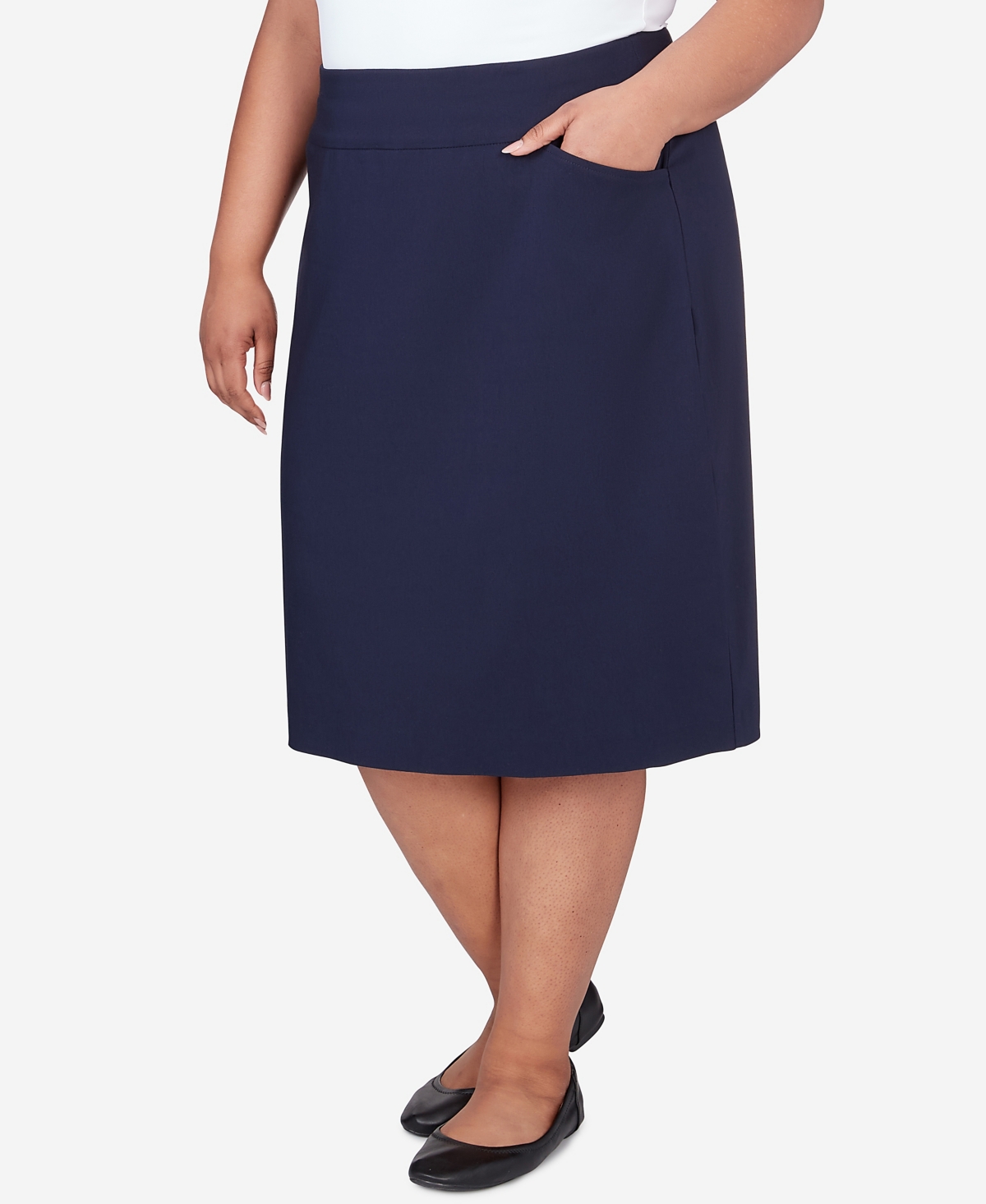 Alfred Dunner Plus Size Classic Stretch Waist Skirt