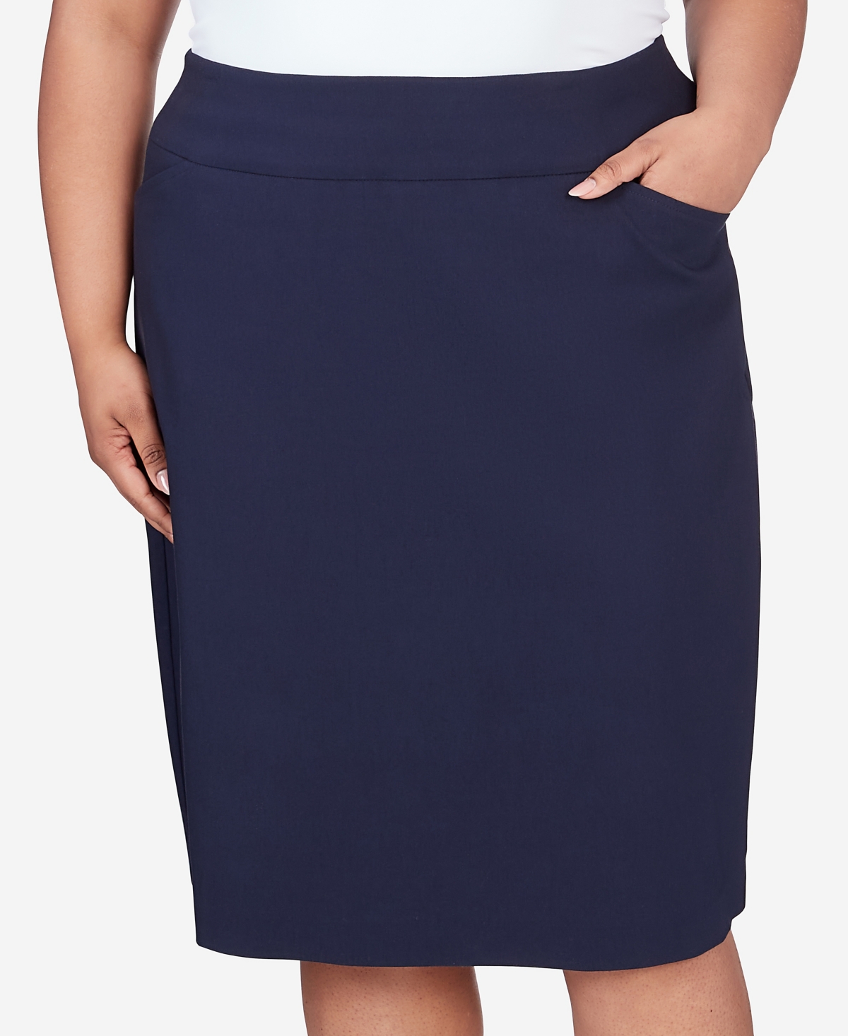 Alfred Dunner Plus Size Classic Stretch Waist Skirt