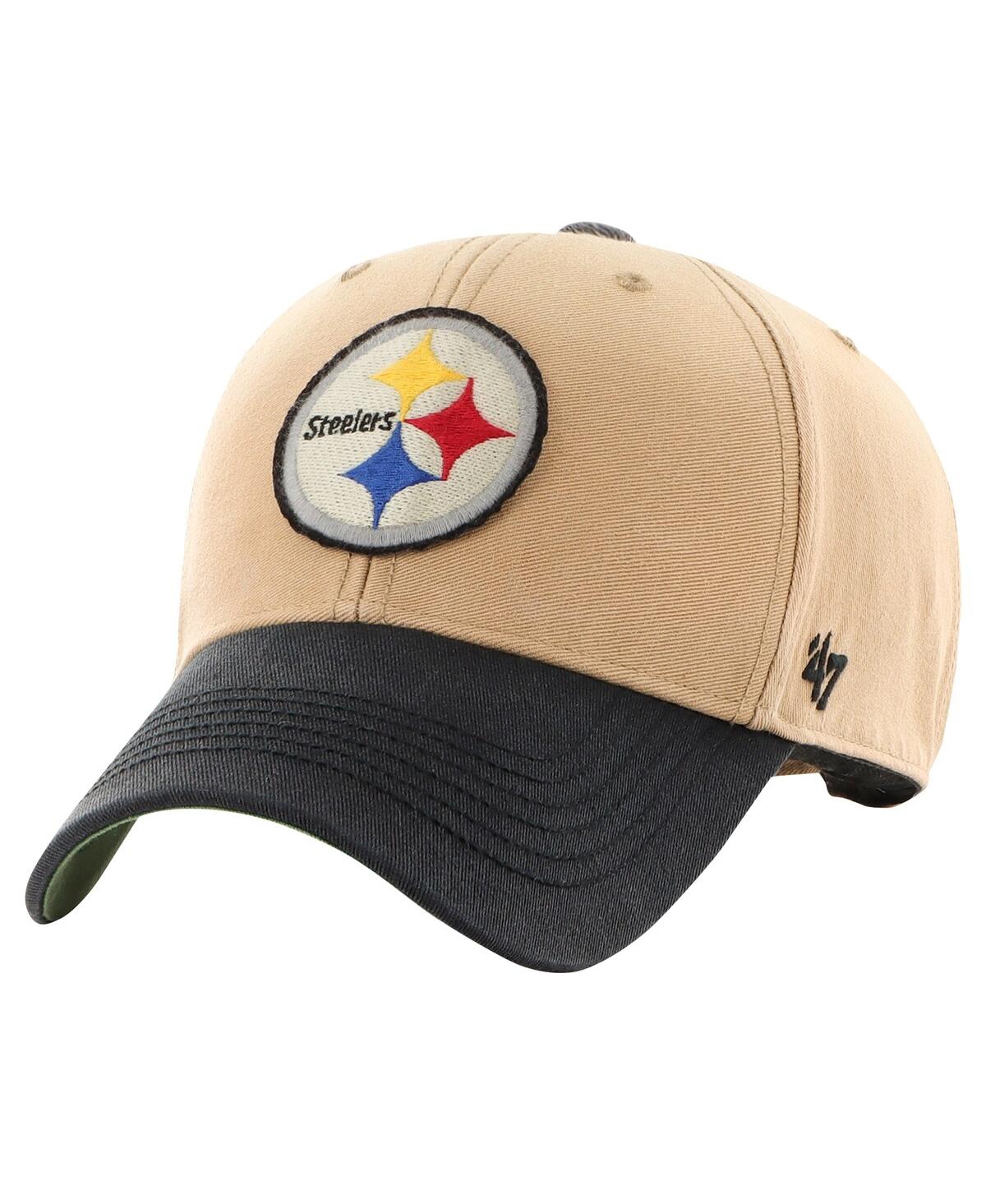 Shop 47 Brand Men's Khaki/black Pittsburgh Steelers Dusted Sedgwick Mvp Adjustable Hat In Khaki Blac