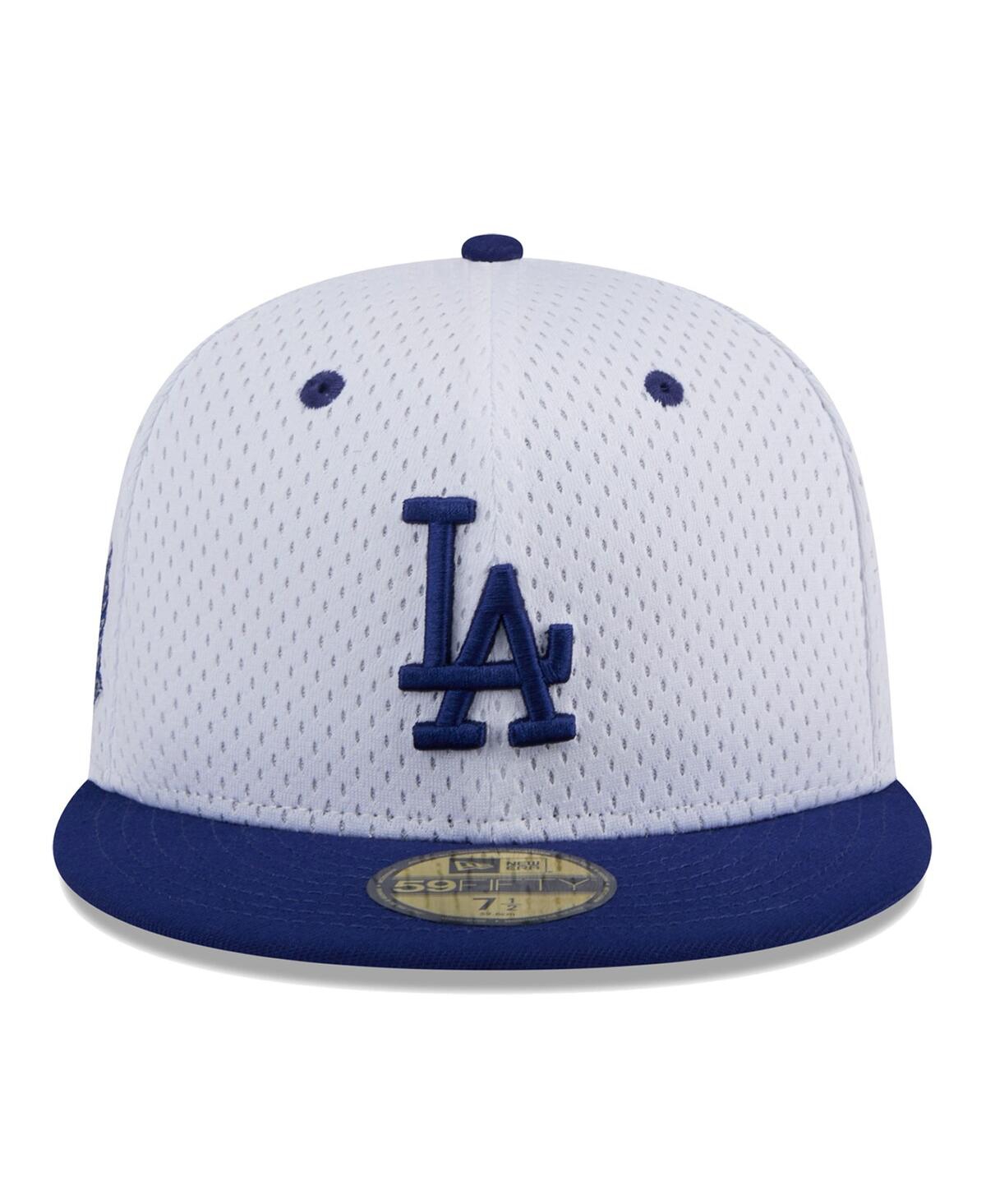 Shop New Era Men's White Los Angeles Dodgers Throwback Mesh 59fifty Fitted Hat In White Roya