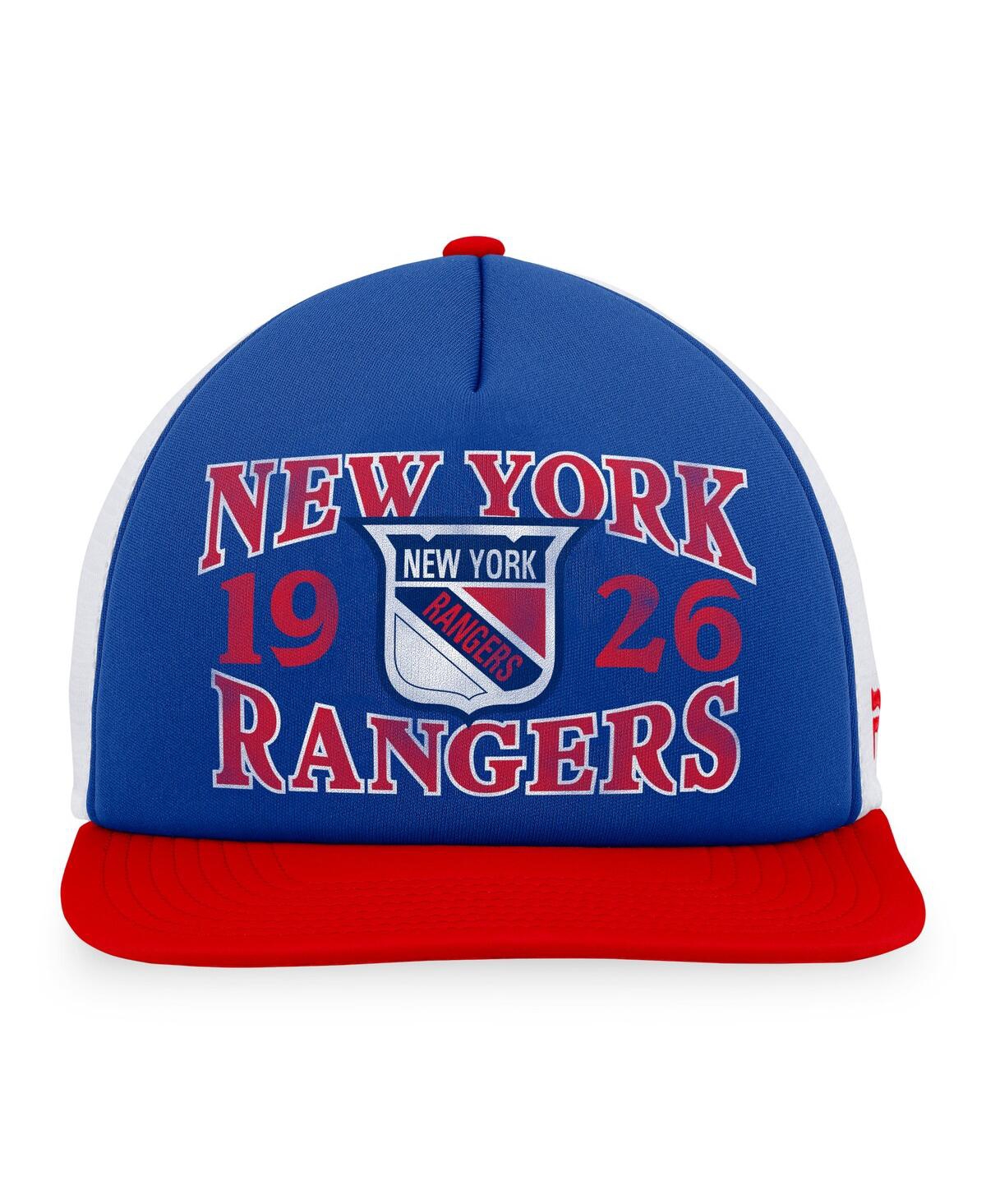 Fanatics Branded Men's Blue/red New York Rangers Heritage Vintage-like Foam Front Trucker Snapback Hat In Dry,ar,wh