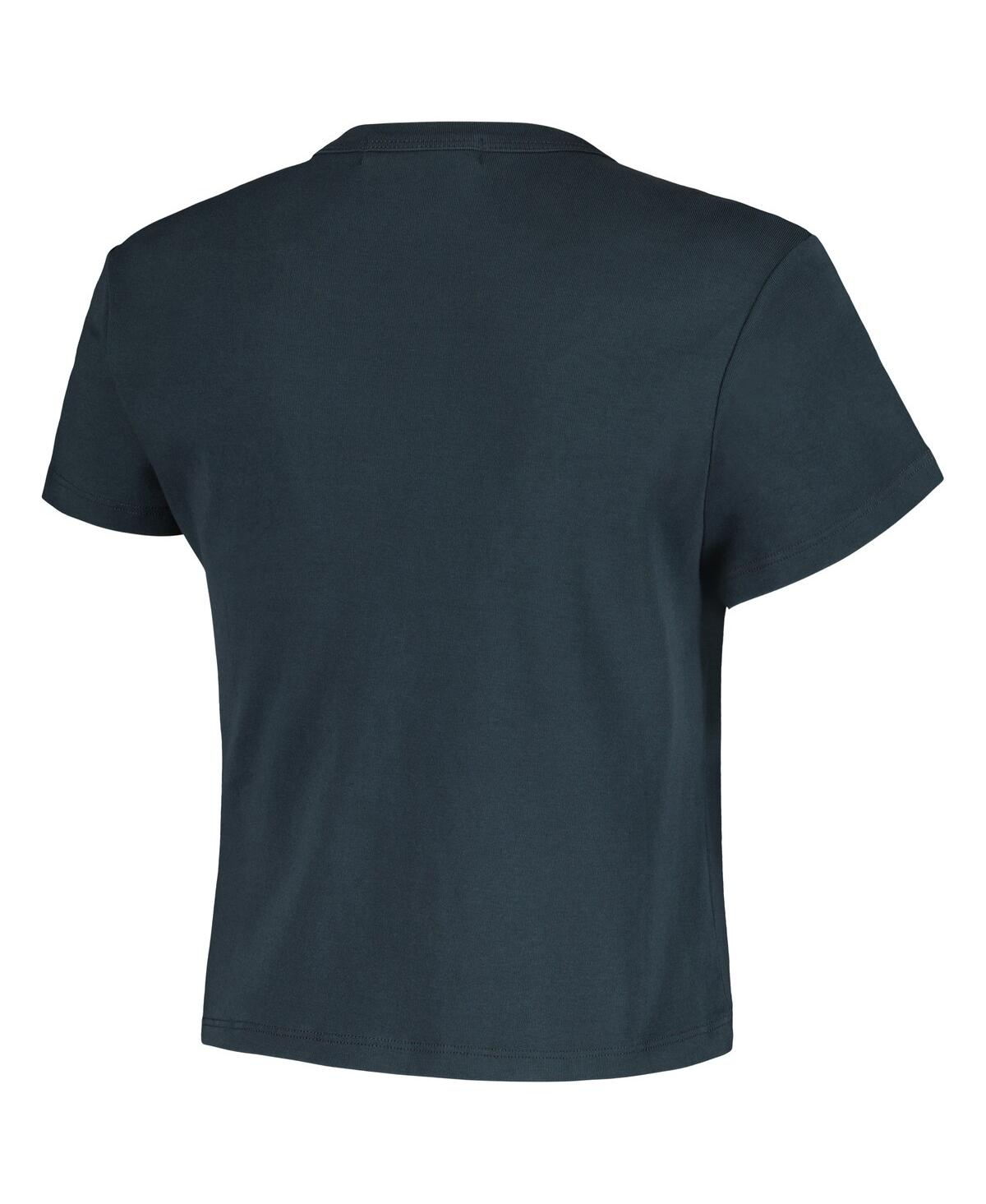 Daydreamer Women's Charcoal Blondie Scattered Letters Cropped T-shirt In Charcoal