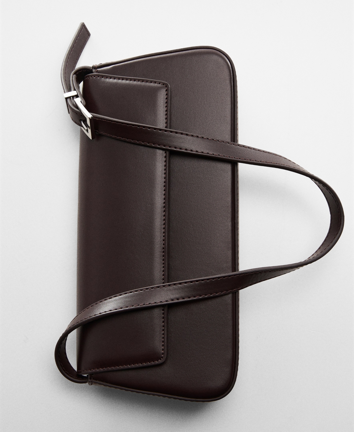 Shop Mango Women's Patent Leather Effect Flap Bag In Dark Brown